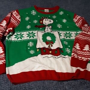 Peanuts Snoopy Holiday Sweater - Red, Green, White